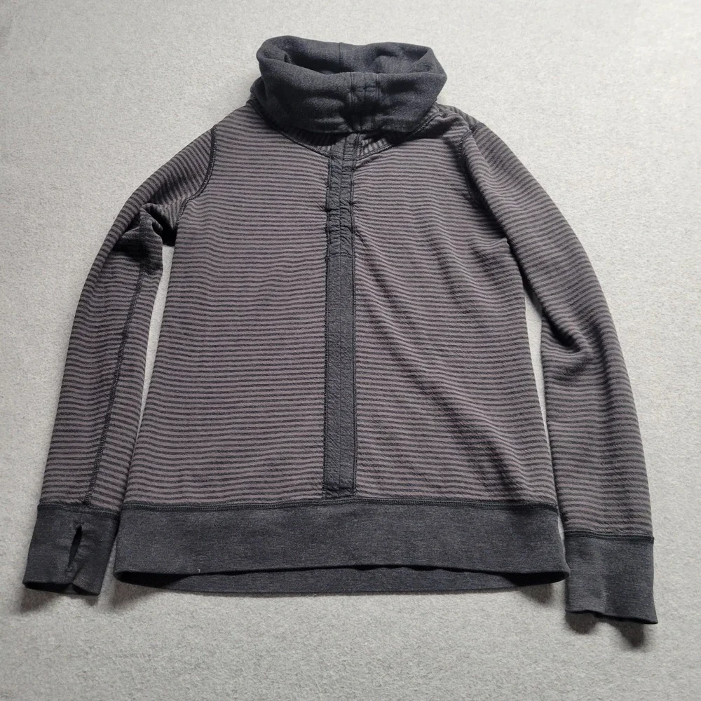 Lululemon Cowl‎ Neck Pullover Sweatshirt Gray Heather Thumbhole Cuffs Reversible